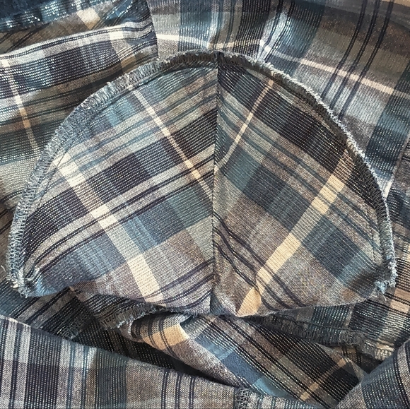 Vintage Button Up Cotton Shirt Embroidered Detachable Collar Shimmer Stripes XL - Picture 11 of 17